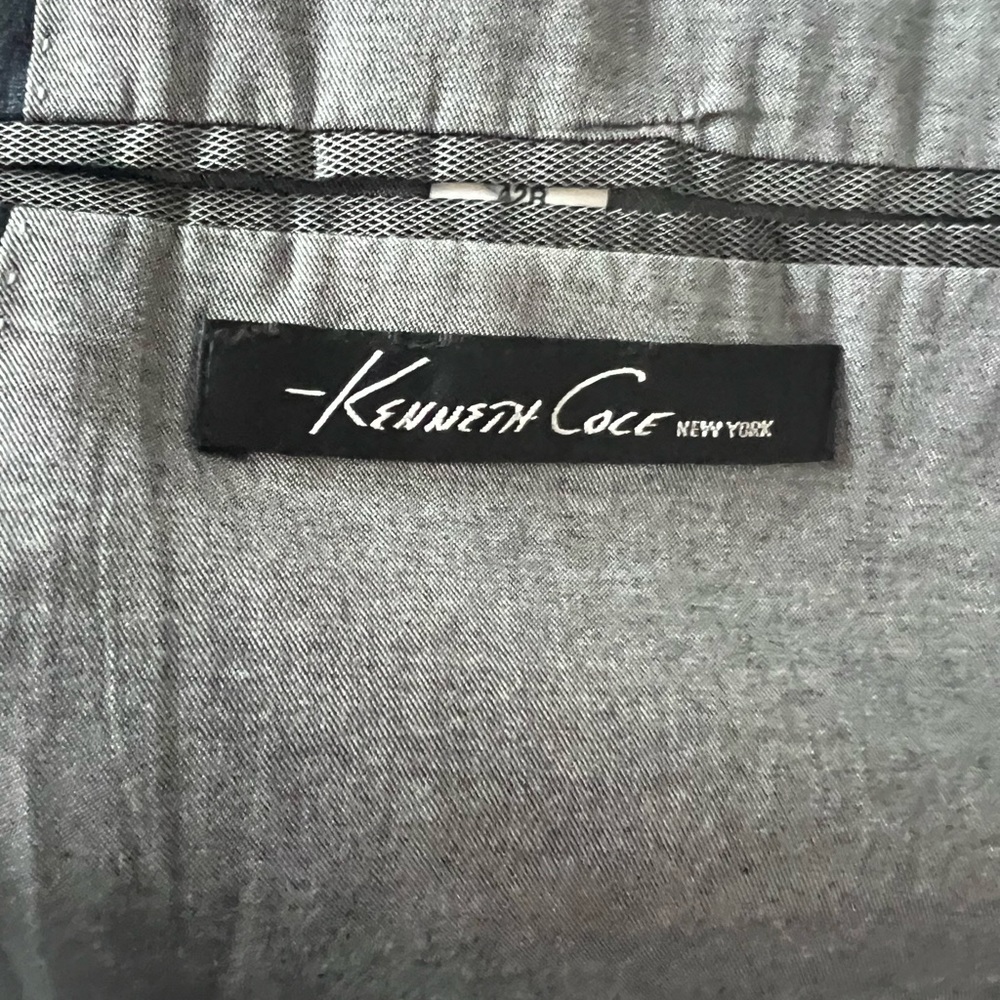 Kenneth Cole sports coat.  Blue with black floral design - Picture 2 of 3